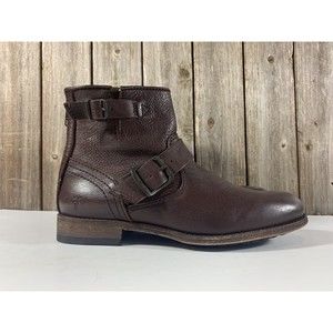 Frye Vicky Engineer Boots Women's Shoe 6.5 B Brown Leather Buckle Strap Moto